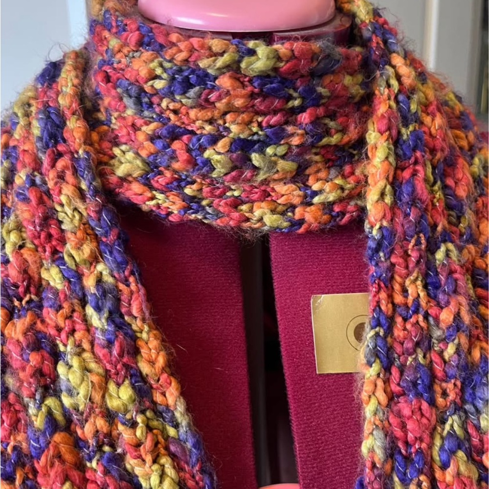 Multicolor Handmade Knit Scarf - Picture 2 of 2